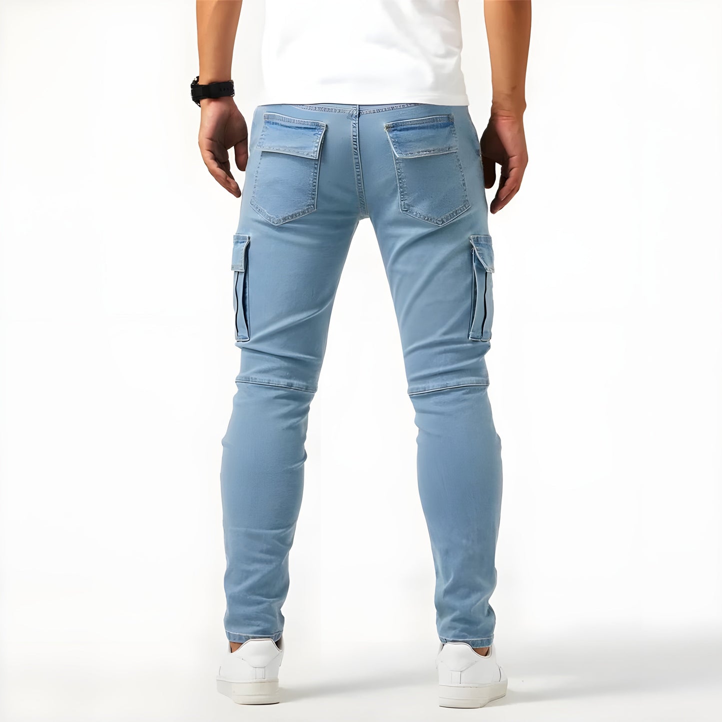 Maison | Pantaloni cargo in denim stretch