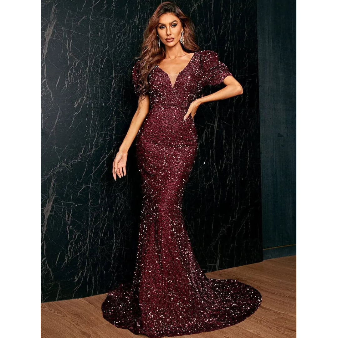 Donatella | Abito lungo con paillettes