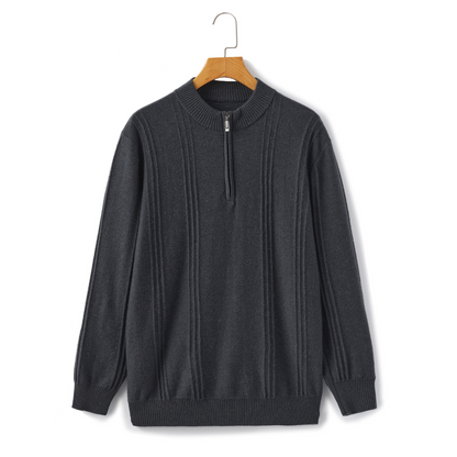 Tommaso | 100% Cashmere Mezza Zip a Coste
