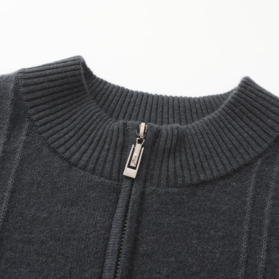 Tommaso | 100% Cashmere Mezza Zip a Coste