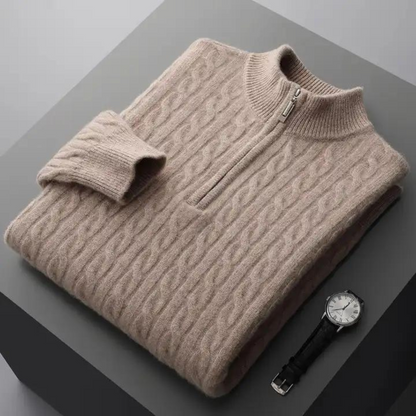 Alfonso | 100% Cashmere Tessuto Mezza Zip