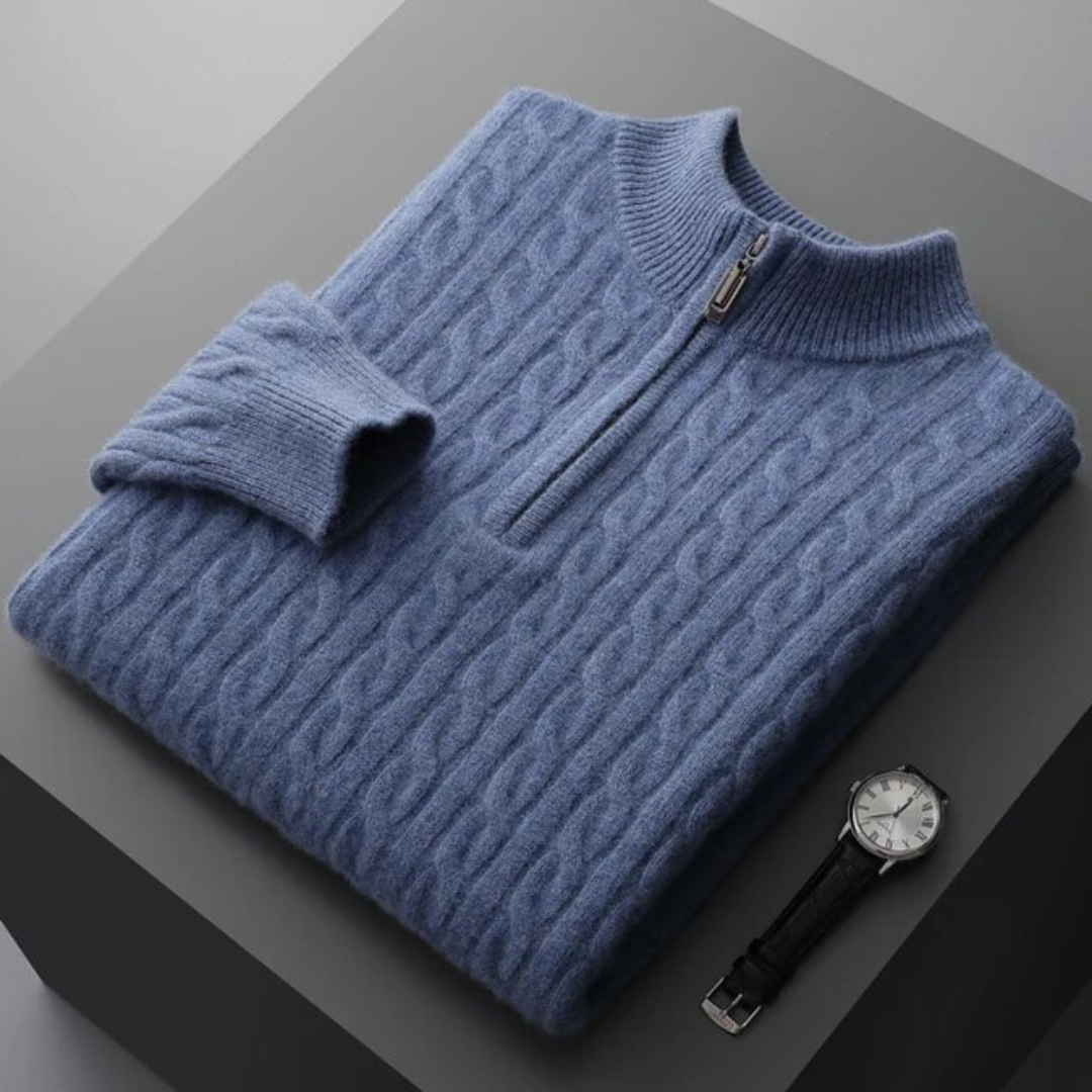 Alfonso | 100% Cashmere Tessuto Mezza Zip