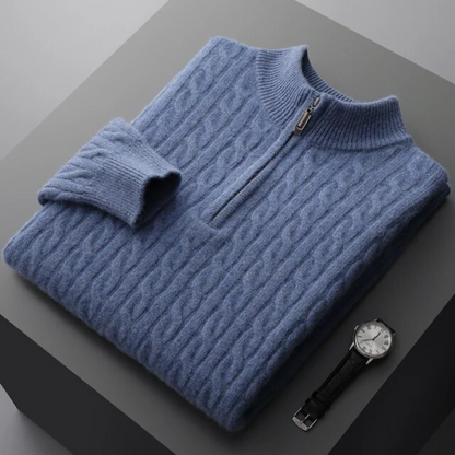 Alfonso | 100% Cashmere Tessuto Mezza Zip