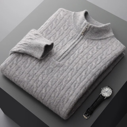 Alfonso | 100% Cashmere Tessuto Mezza Zip