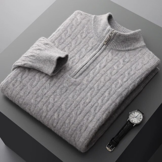 Alfonso | 100% Cashmere Tessuto Mezza Zip