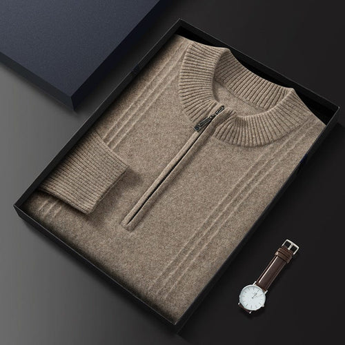 Gianni | 100% Cashmere Mezza Zip a Coste