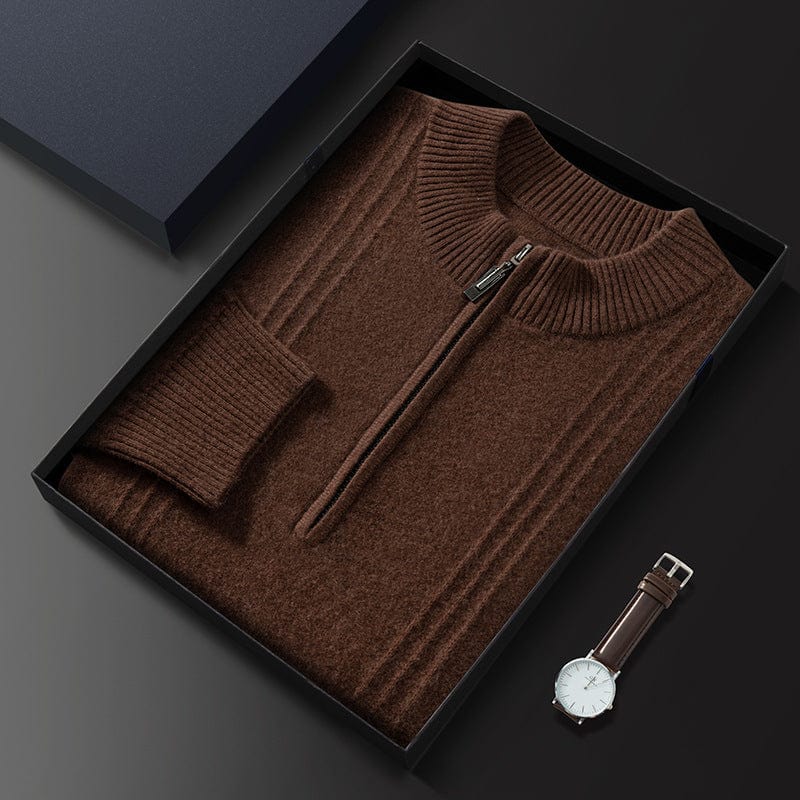 Gianni | 100% Cashmere Mezza Zip a Coste