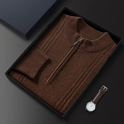 Tommaso | 100% Cashmere Mezza Zip a Coste