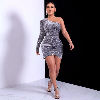 Silvia | Abito a spalla con glitter