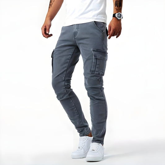 Maison | Pantaloni cargo in denim stretch