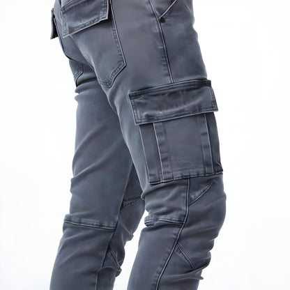 Maison | Pantaloni cargo in denim stretch
