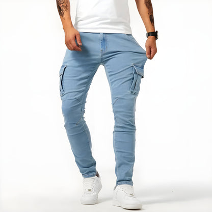 Maison | Pantaloni cargo in denim stretch
