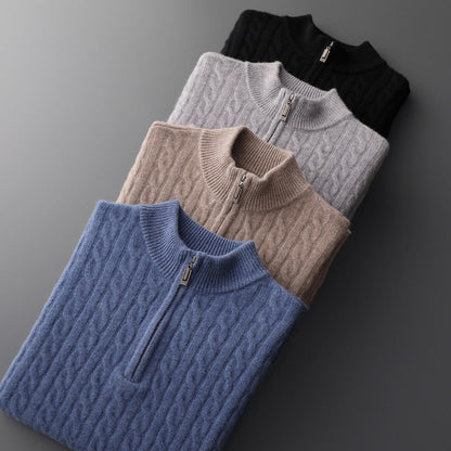 Alfonso | 100% Cashmere Tessuto Mezza Zip