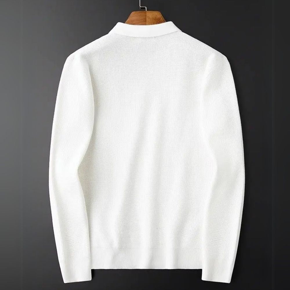 Brando | Polo a Maniche Lunghe Lavorata a Maglia