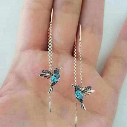 Orecchini con Smalto e Zirconia a Forma di Colibrì